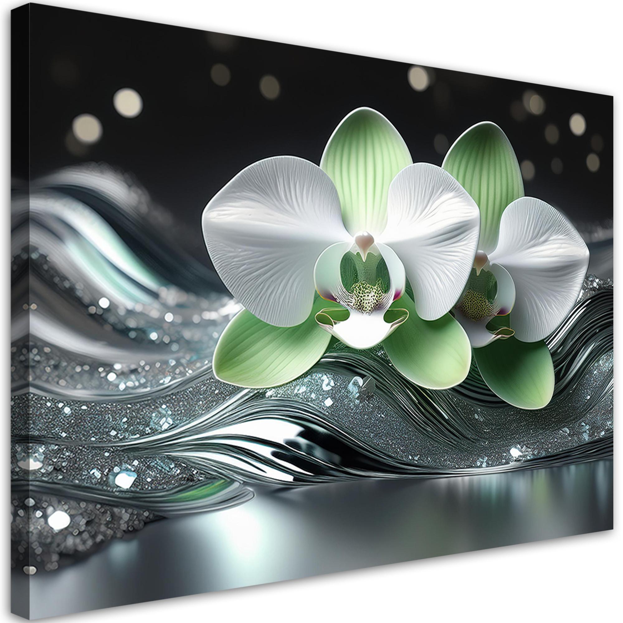 WANDBILD blume abstraktion orchidee - Silberfarben, Textil (60/40cm) - Feeby