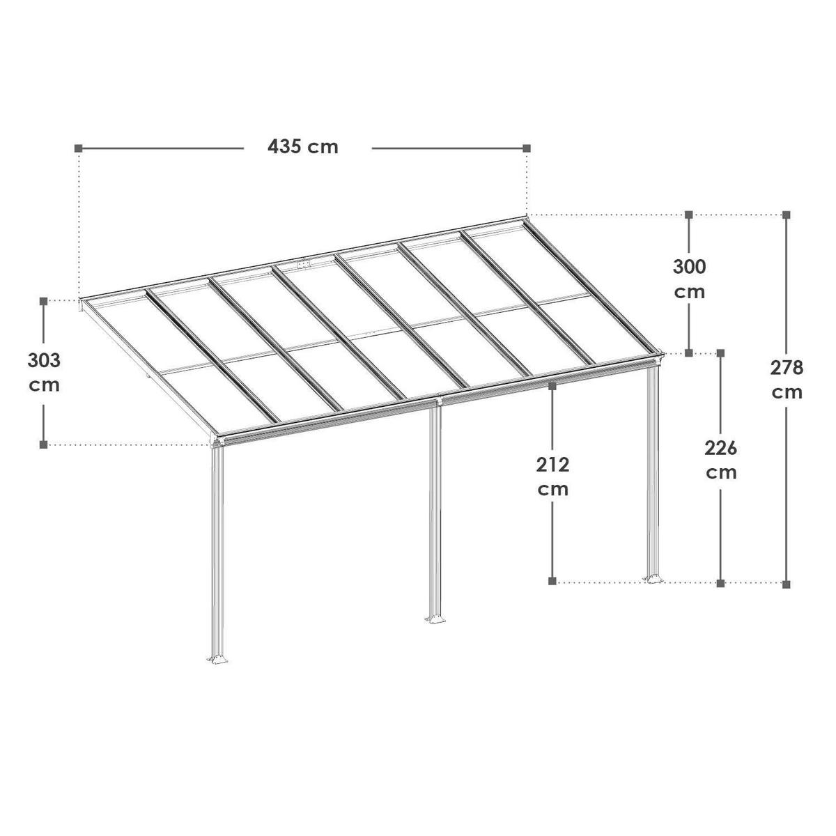 TERRASSENDACH Borneo Aluminium 4x3m dunkelgrau - Dunkelgrau, Metall (435/300/300cm) - Juskys