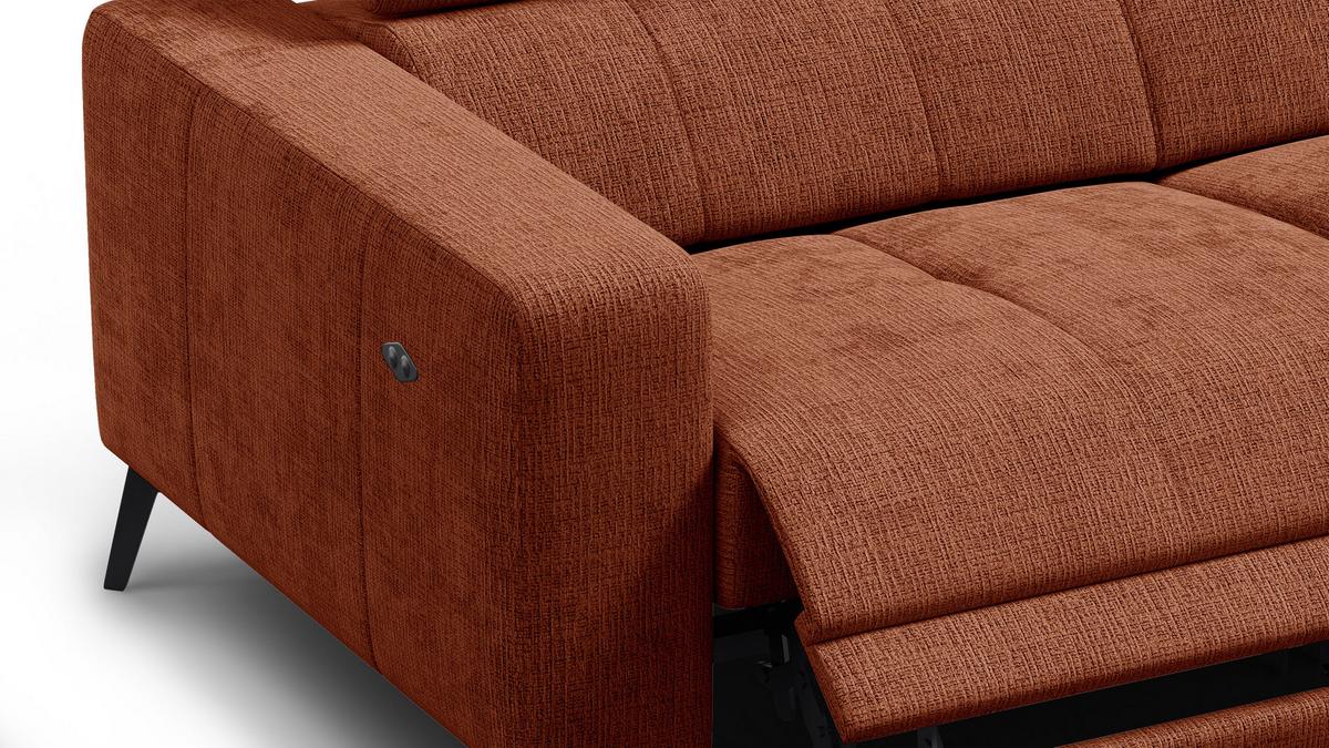 RELAXSOFA MORELLO 3-Sitzer, rostrot, 2 x Relax Zero Gravity - Orange, Holz/Textil (206/82/103cm) - Wozimo
