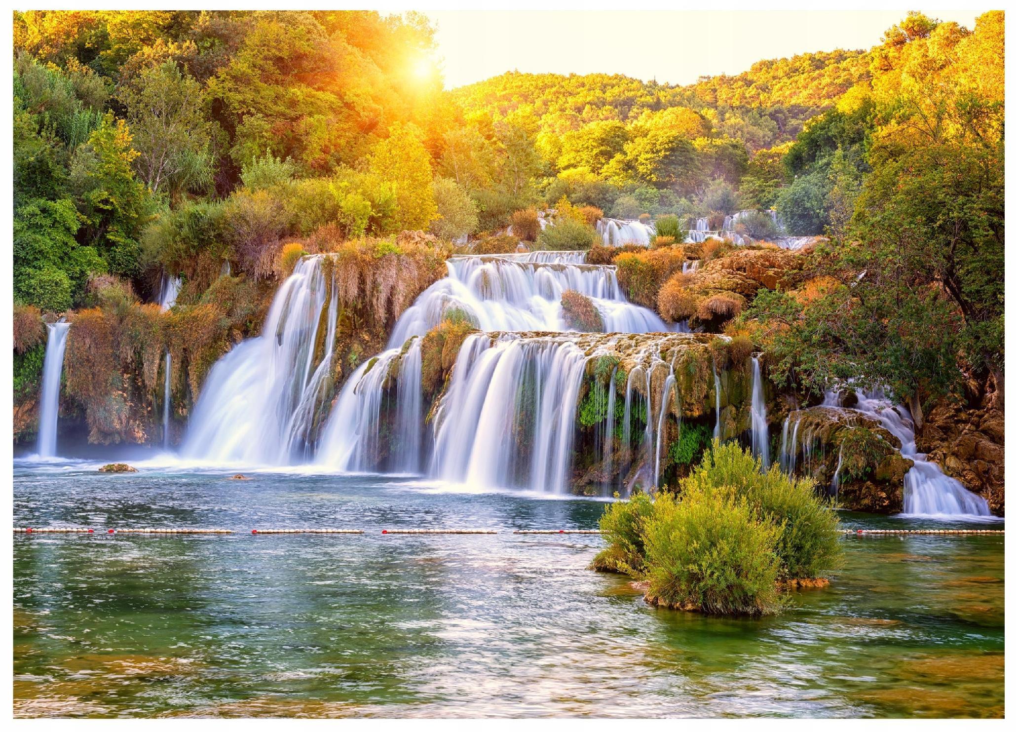 FOTOTAPETE Wasserfall 3D Natur 200x140 - Multicolor, Papier (200/140cm) - Wallarena