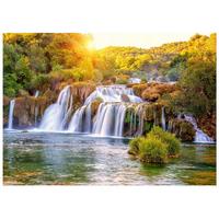 FOTOTAPETE Wasserfall 3D Natur 200x140 - Multicolor, Papier (200/140cm) - Wallarena