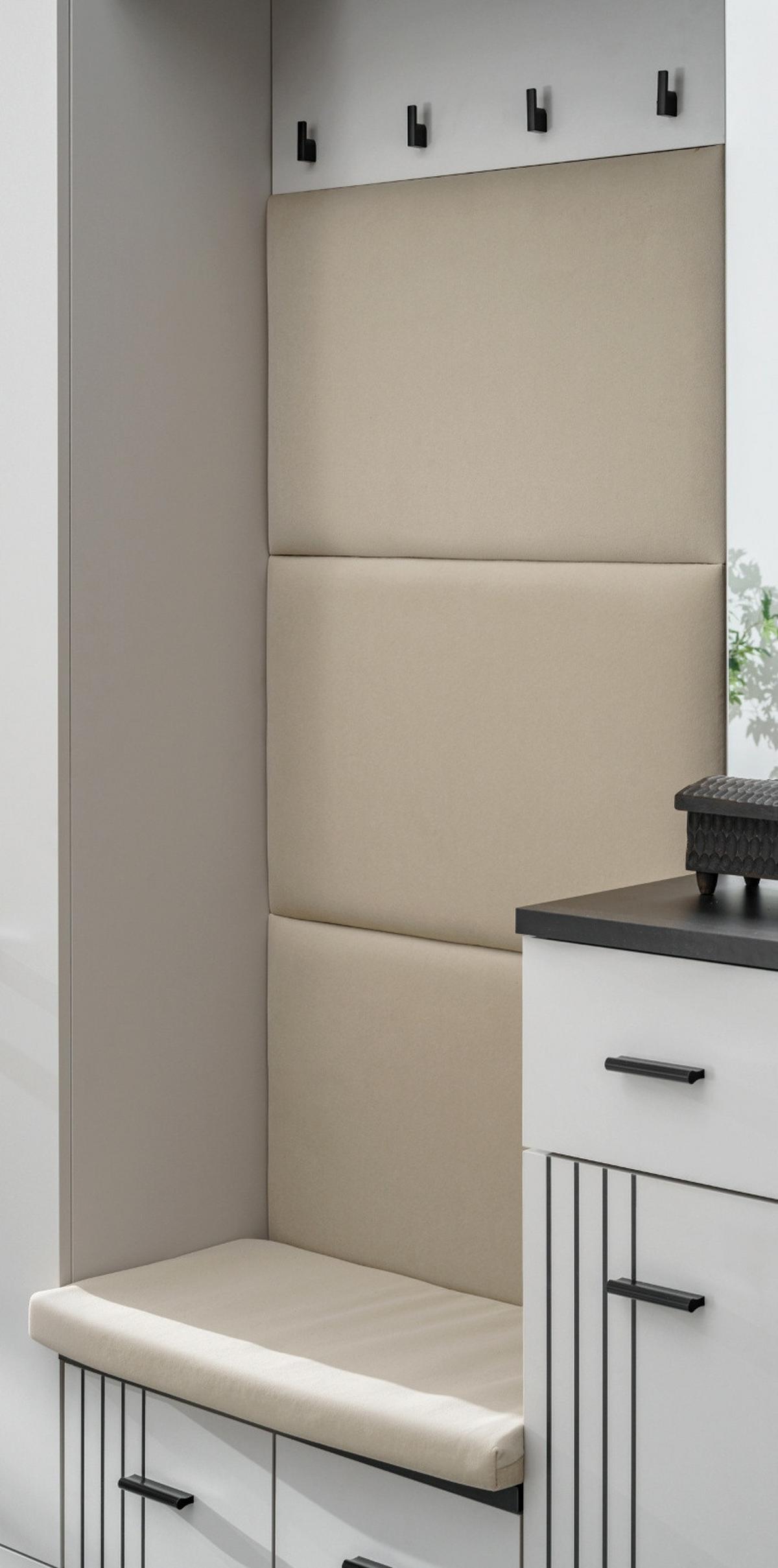 GARDEROBEN-SET Kaschmir, schwarz 3-teilig 90 cm, Flurgarderobe in modernem Desgin - Kaschmir/Schwarz, Holzwerkstoff/Kunststoff (90/203/32cm) - Inn.Furn
