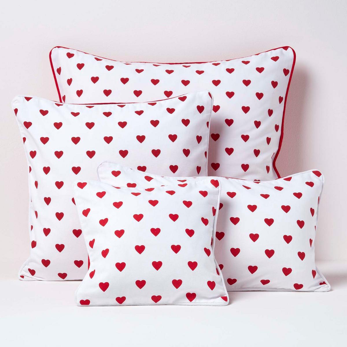 KISSENHÜLLE Herzen 30/50 cm, 100% Baumwolle - Rot, Textil (30/50cm) - Homescapes