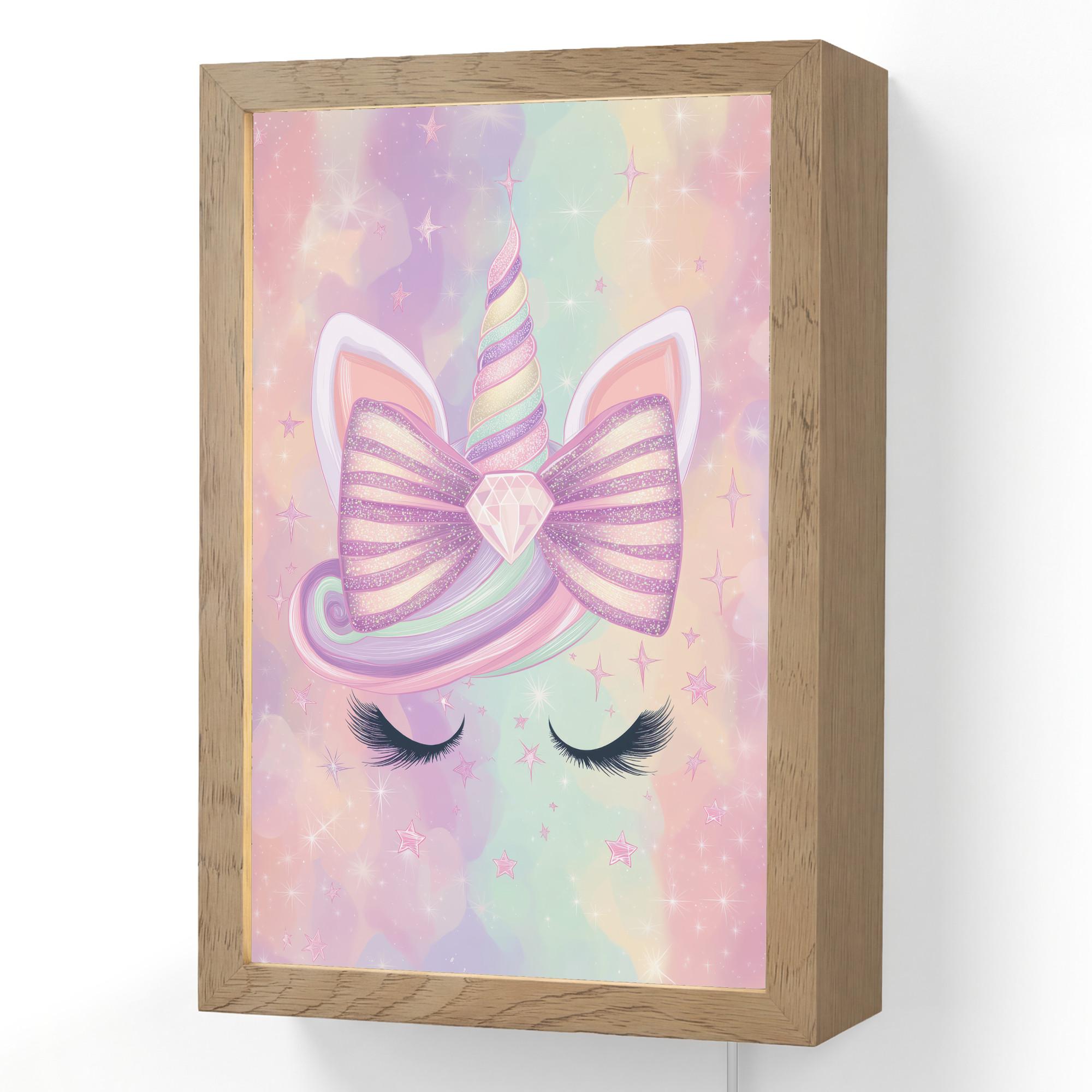 WANDLEUCHTE Einhorn - Glitzer - Regenbogen - Pastell 20x30 cm - Hellrosa, Holzwerkstoff (20/30/8cm) - OnlyWow