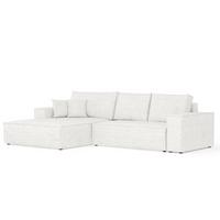 ECKSOFA TAURI mit Schlaffunktion Creme im Neve Stoff - Creme/Schwarz, Holz/Holzwerkstoff (294/185cm) - AltaBeds