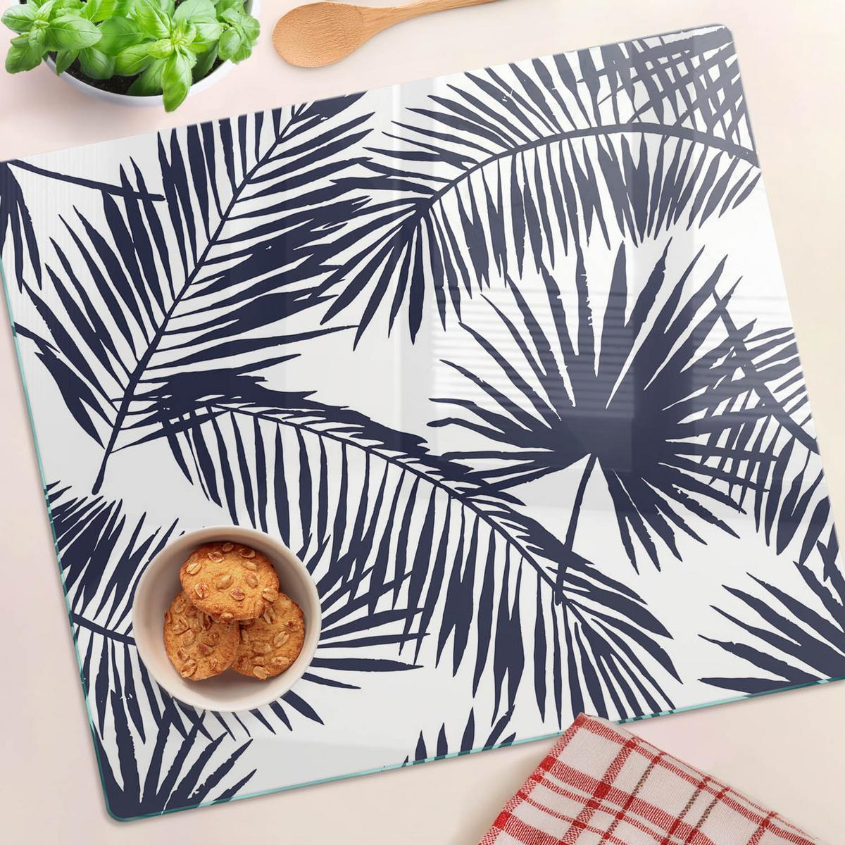 GLASPLATTE 60x52 cm Palmblätter - Grau, Glas (60/0.4/52cm) - TULUP