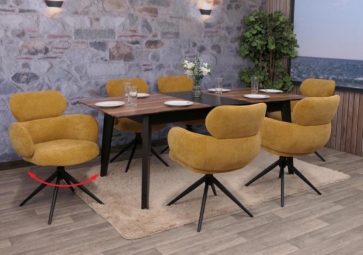 ESSZIMMERSTUHL Gelb 6er-Set - Currygelb/Gelb, Textil (61/86/69cm) - MCW