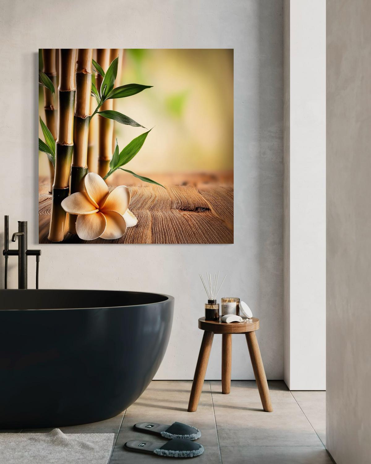 WANDBILD bambus zen blumen - Gelb, Textil (40/40cm) - Feeby