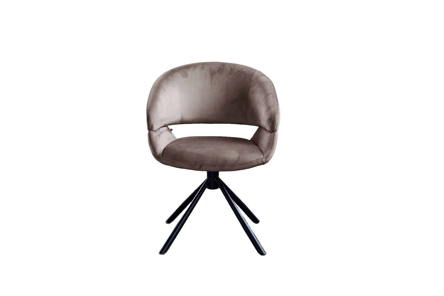 ESSZIMMERSTUHL LARA Taupe Velvet Drehbar (360°) (1er-Set) - Taupe, Kunststoff/Textil (61/82/62cm) - KAWOLA