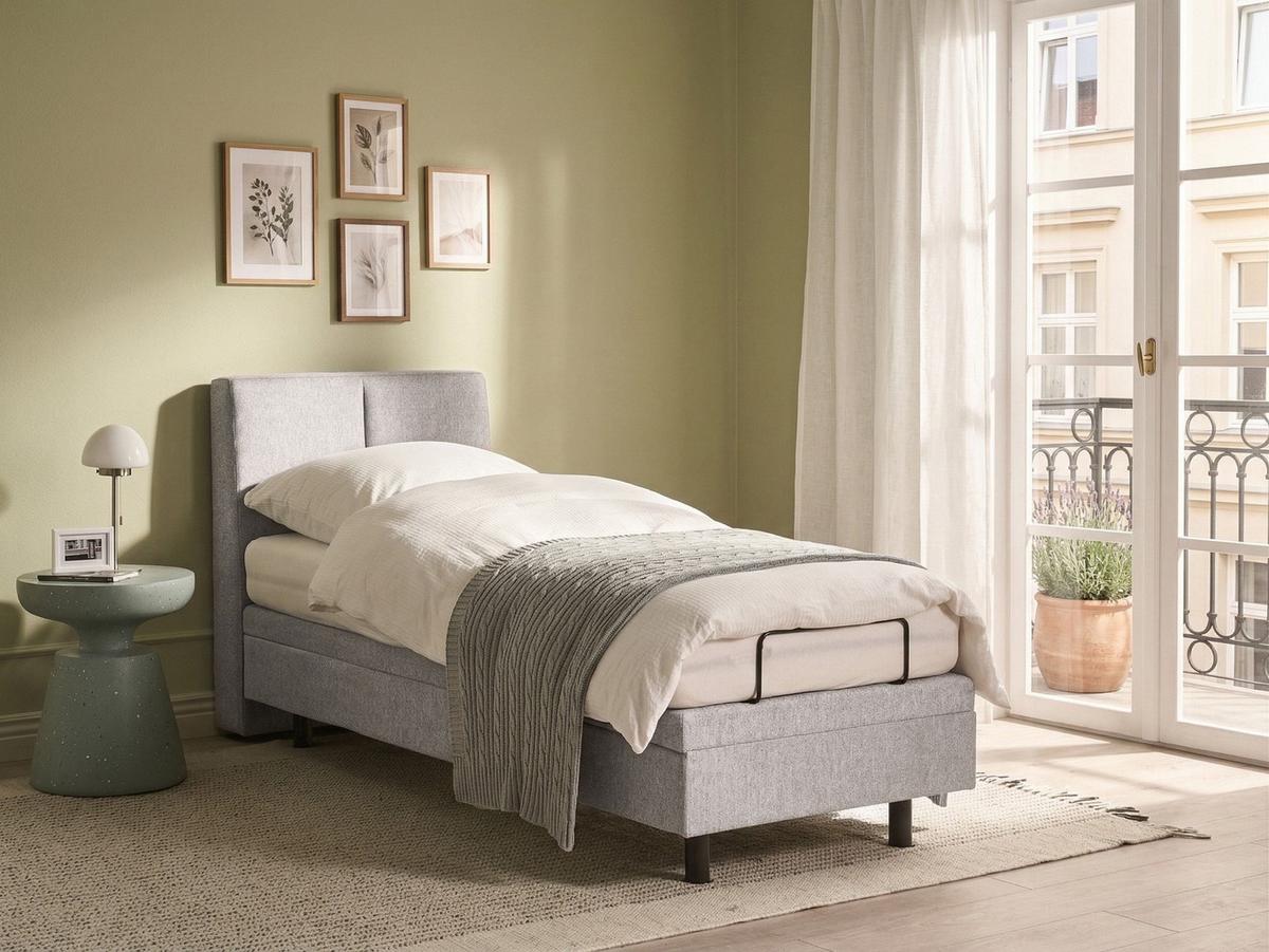BETT verstellbar 80/200 cm Stoff Hellgrau Viceroy - Hellgrau, Textil (80/200cm) - Beliani