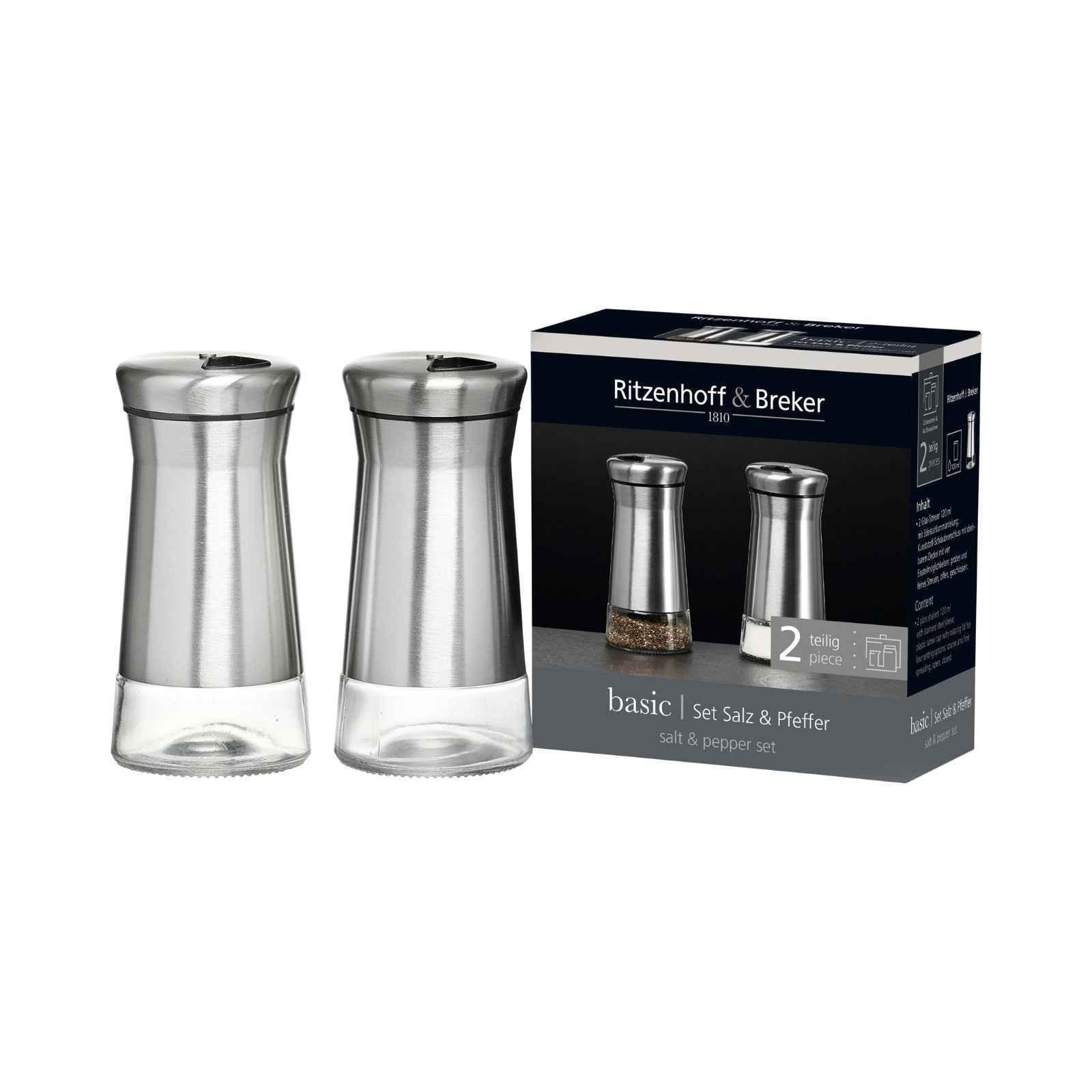 SALZ- & PFEFFERSTREUER Basic transparent-silber 120 ml 2-tlg. - Transparent/Silberfarben, Glas/Metall (6/12.5/12cm) - Ritzenhoff Breker