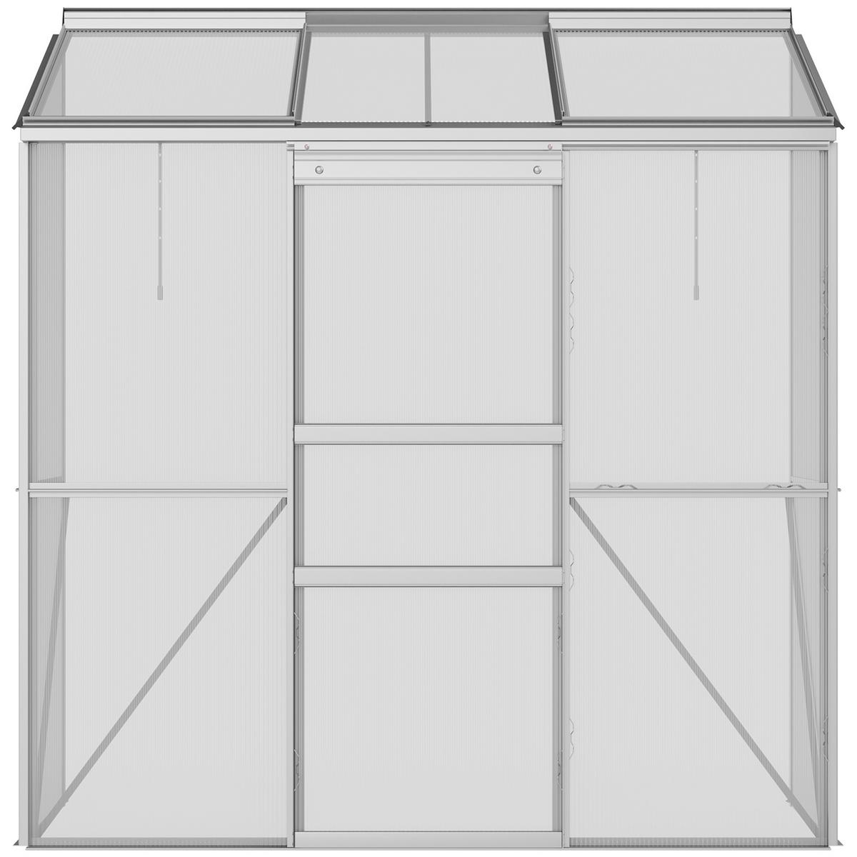 FOLIENGEWÄCHSHAUS, Silber, Aluminium, Polycarbonat - Hellgrau, Metall (68/196/192cm) - Outsunny
