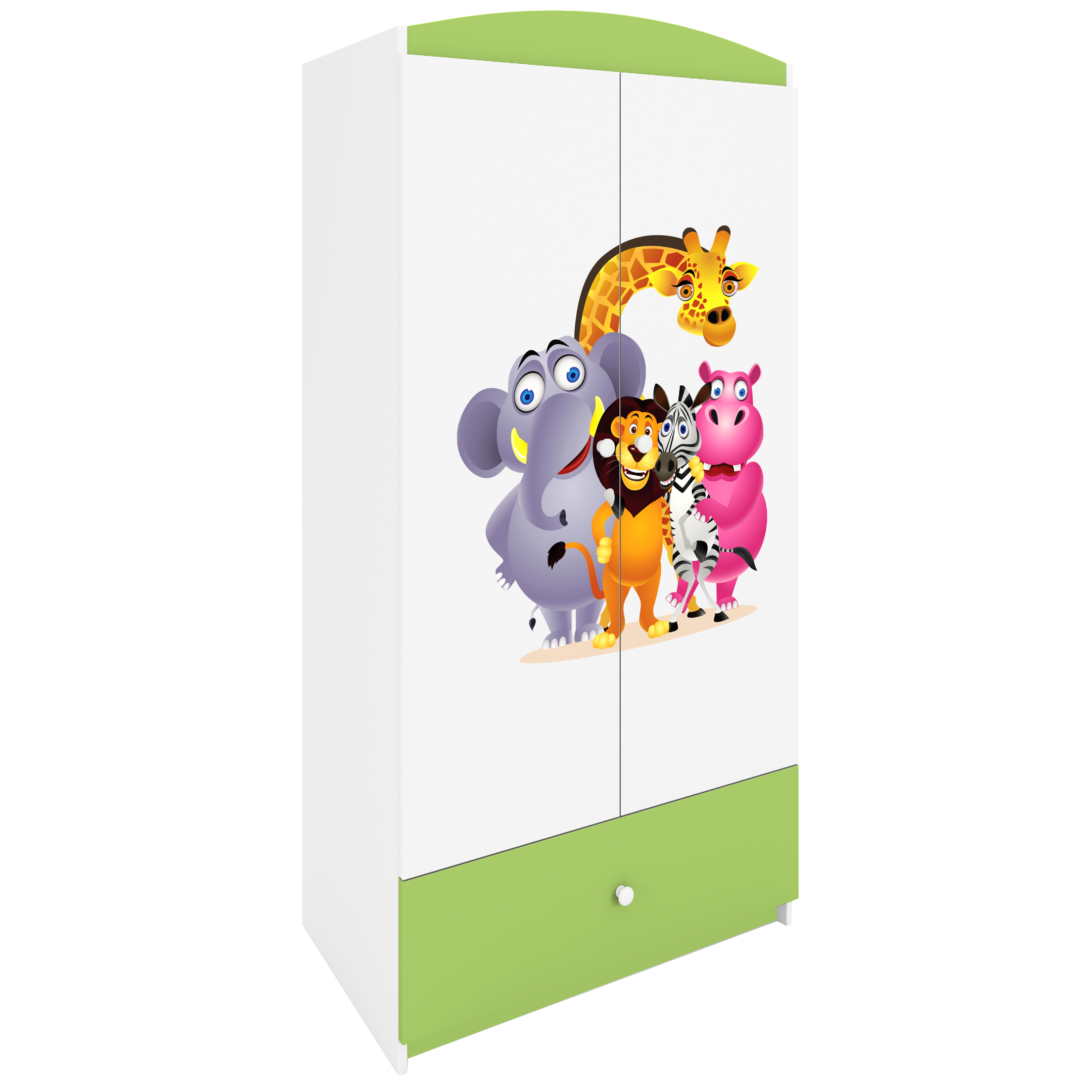 KINDERKLEIDERSCHRANK ZOO - Grün, Holzwerkstoff (90/175/52cm) - RAUMHIRSCH FURNITURE