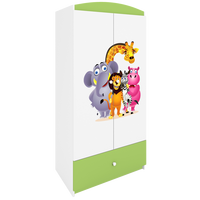 KINDERKLEIDERSCHRANK ZOO - Grün, Holzwerkstoff (90/175/52cm) - RAUMHIRSCH FURNITURE