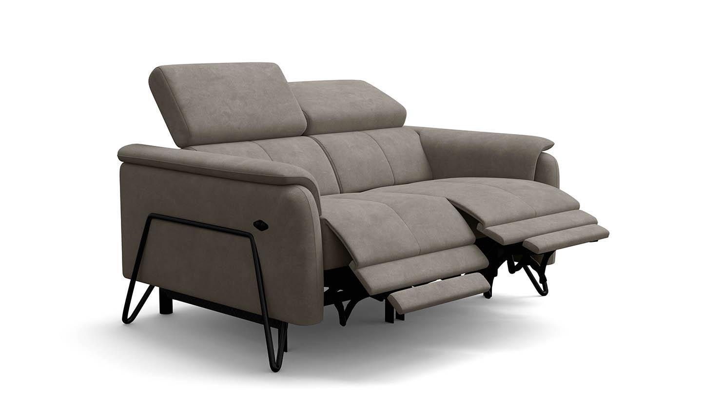 RELAXSOFA RODEN 2-Sitzer mit 2 Relax, beige, Veloursstoff - Beige, Holz/Textil (148/82/103cm) - Wozimo