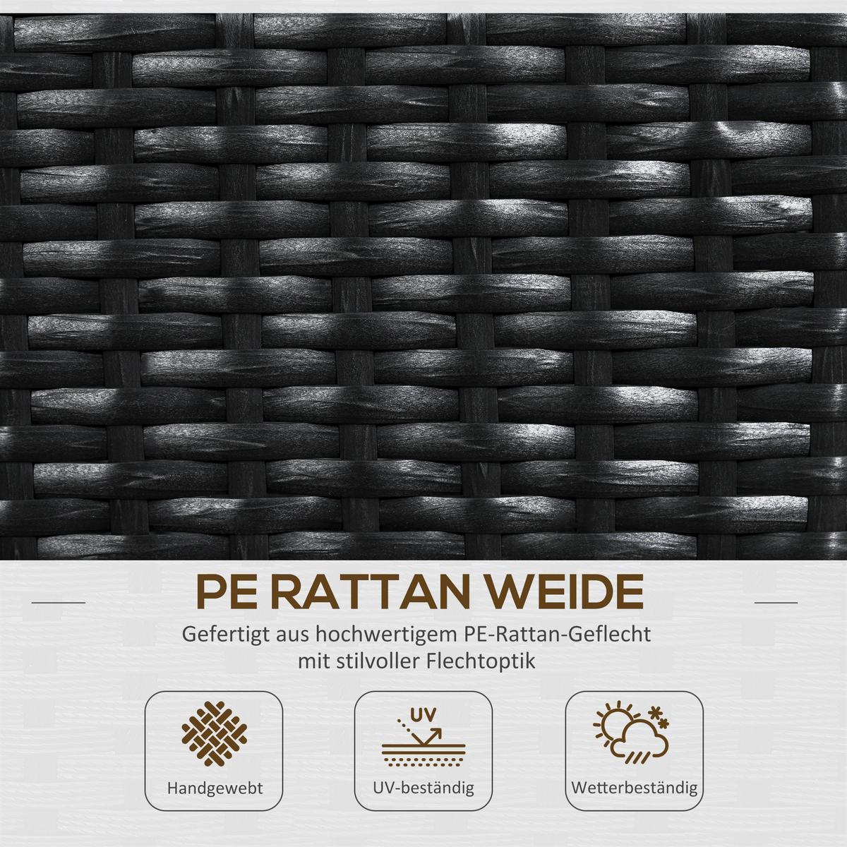 POLYRATTAN Hochbee, Schwarz - Schwarz, Metall (29/103/103cm) - Outsunny