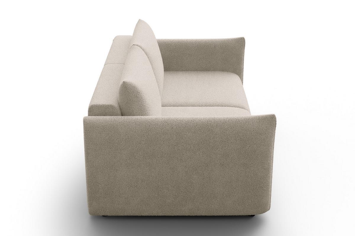 SOFA TAUER 3-Sitzer, Bouclé-Stoff beige - Beige/Schwarz, Holz/Textil (206/84/112cm) - Courtois Laville