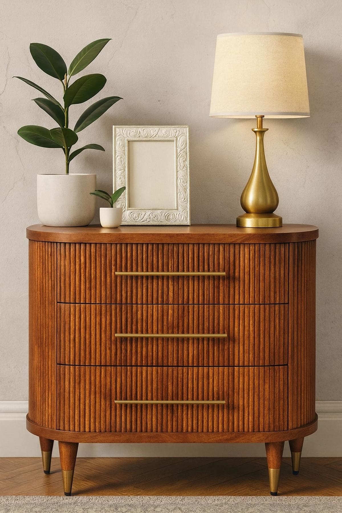 KOMMODE mit Amber-Eichen-Finish, 3 Schubladen, geröstetes Braun - Braun, Holz (80/79/40cm) - Artisan Furniture