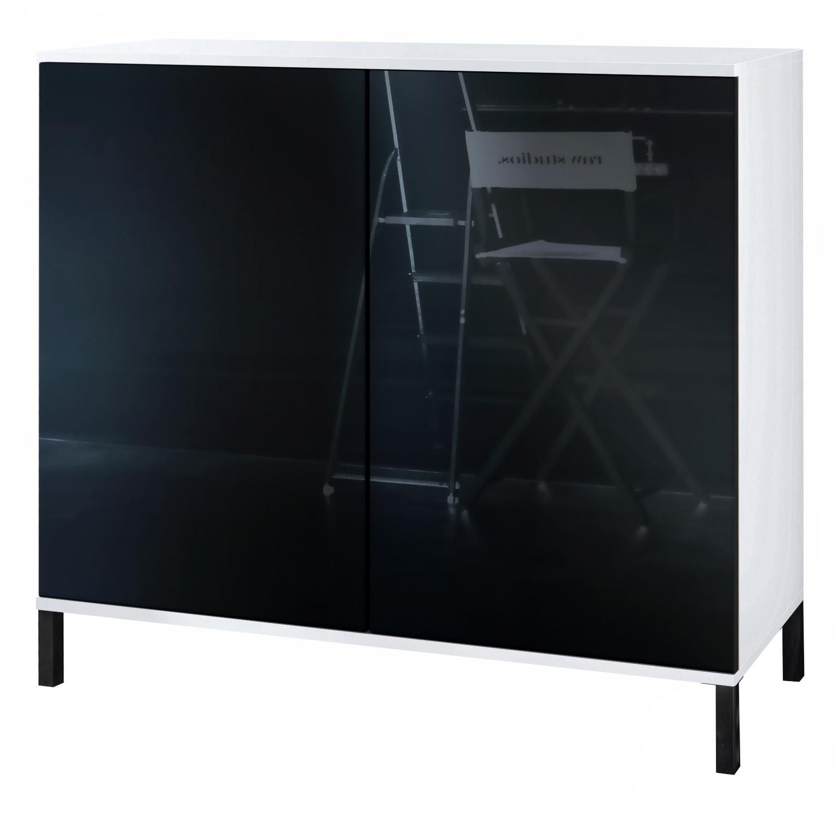 KOMMODE Skadu Schwarz Hochglanz - Schwarz Hochglanz, Holzwerkstoff (92.5/83.5/35cm) - Vladon
