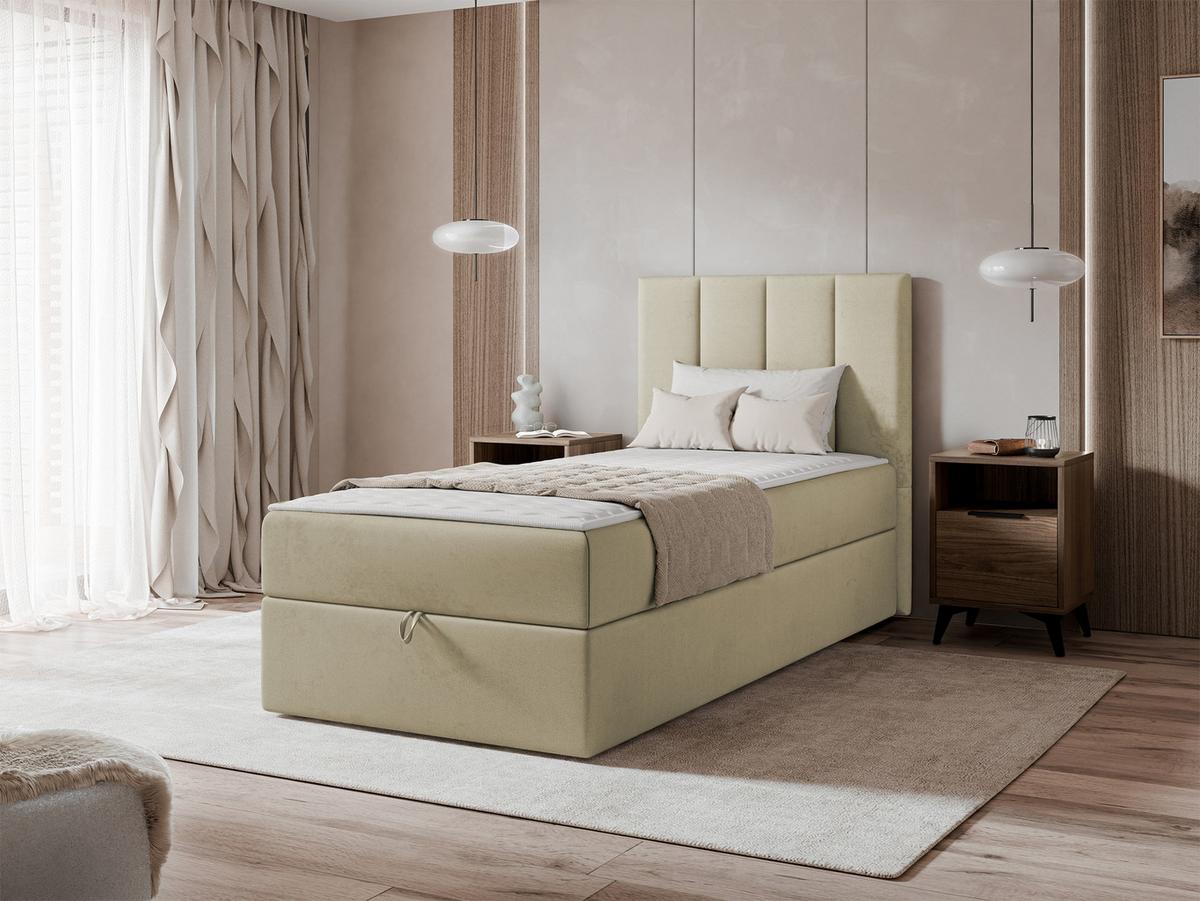 BOXBETT Rebos Single - H3 - Beige, Holz/Textil (100/200cm) - MIRJAN24