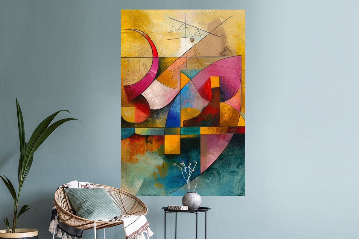 WANDTATTOO Kunst - Abstrakt - Modern Wandaufkleber 80x120 cm - Gelb, Kunststoff (80/120/0.1cm) - MuchoWow