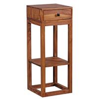 BEISTELLTISCH – Massivholz braun, mit Schublade, 35x35x90 cm - Dunkelbraun/Braun, Holz (35/35/90cm) - KADIMA DESIGN
