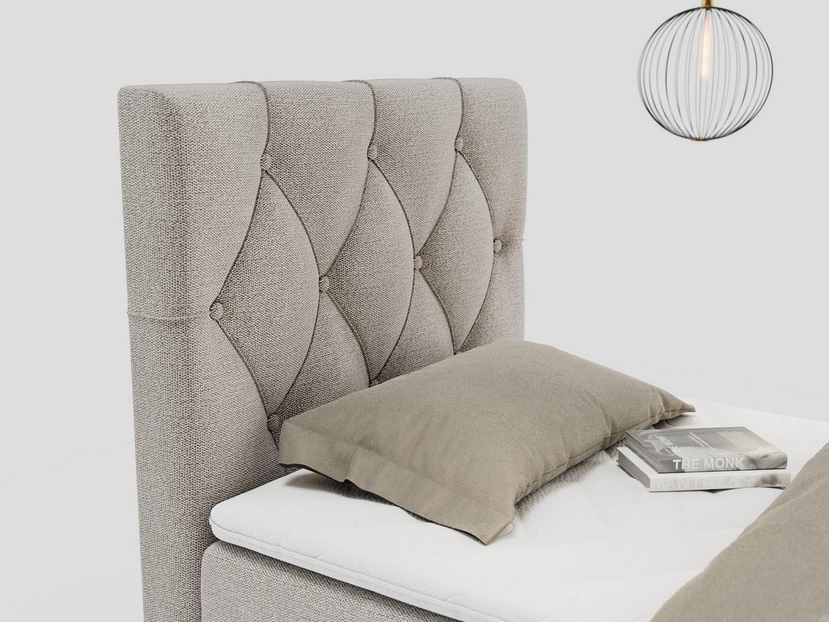 BOXBETT ALDA 90/200 Beige Struktur - H3 - Links Seite - Beige, Holz/Textil (90/200cm) - MKS