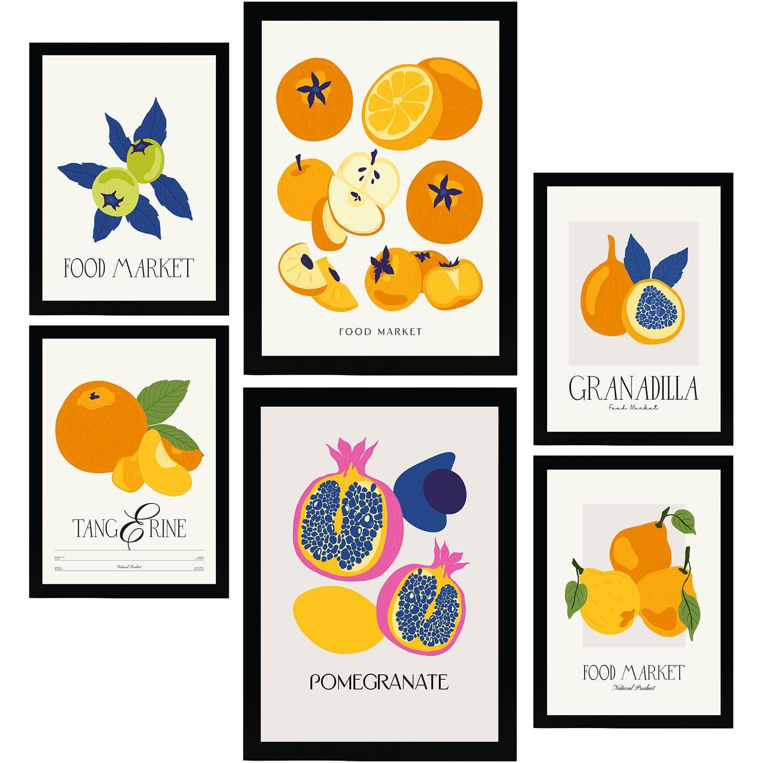 POSTER Set Mit 6 Lebensmittel Und Ernährungs Runde Früchte A3 & A4 Rahmenlos - Klar, Papier (29/3cm) - Nacnic