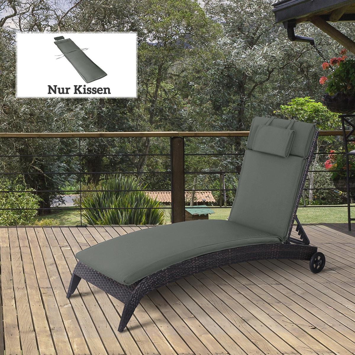 SITZKISSEN, Polyester, Baumwolle, Grau - Grau, Kunststoff (53/5/198cm) - Outsunny