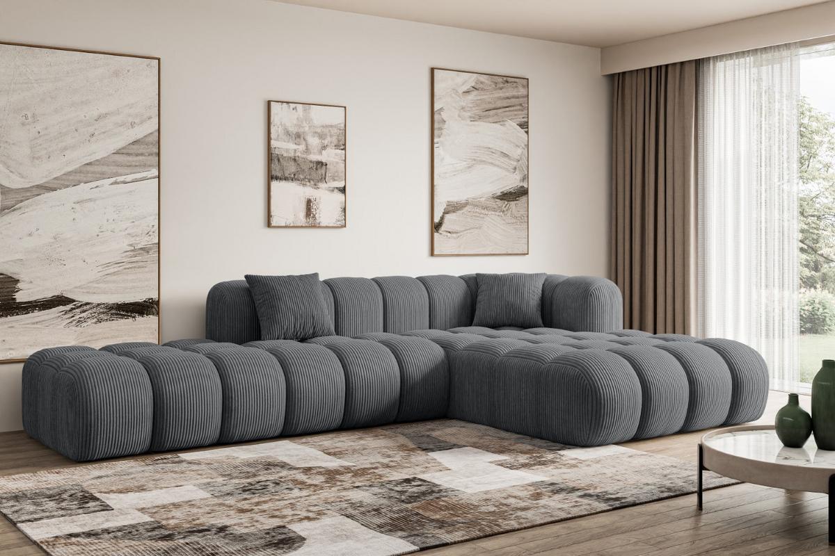 ECKSOFA Ottomane Rechts OLEA-L2 - 289x176x71 cm Dunkelgrau - Dunkelgrau/Schwarz, Holzwerkstoff/Kunststoff (289/176cm) - ALTDECOR
