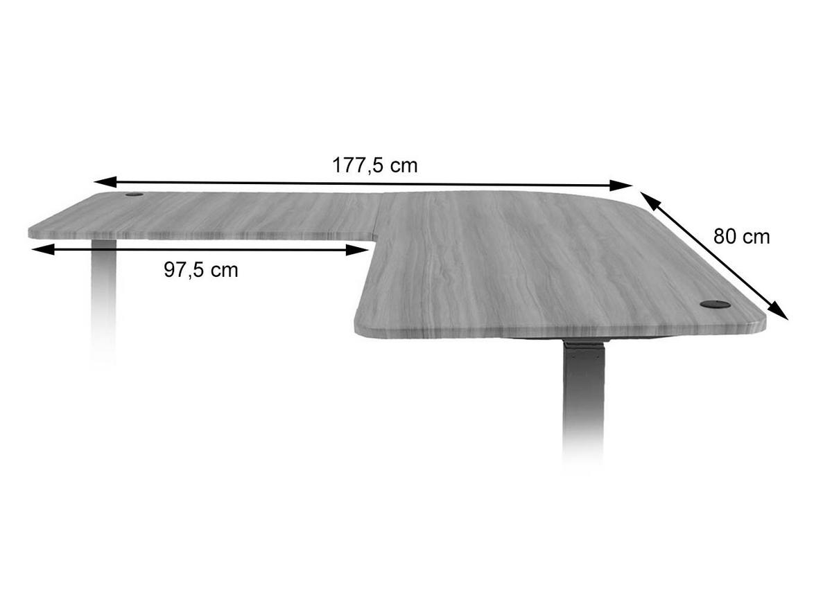 TISCHPLATTE FÜR ECK-SCHREIBTISCH Schwarz - Schwarz, Holz (97/177/2cm) - MCW
