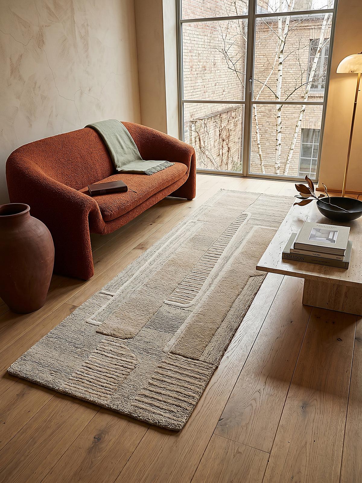 WOLLTEPPICH EDALE, abstrakt, Natur, 80 x 300 cm - Beige, Textil (80/300cm) - KADIMA DESIGN