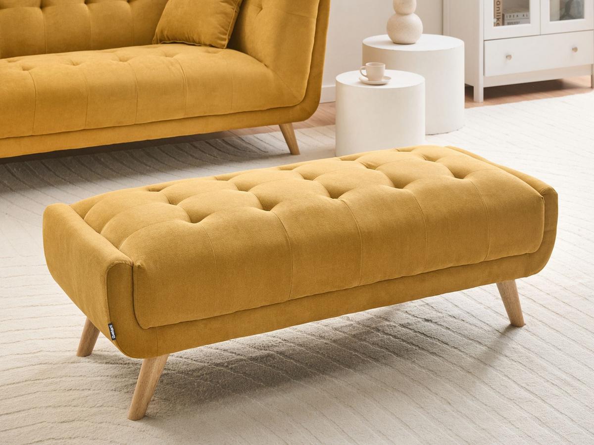 OTTOMANE Stoff Senfgelb Habo - Hellbraun, Textil (134/42/60cm) - Beliani