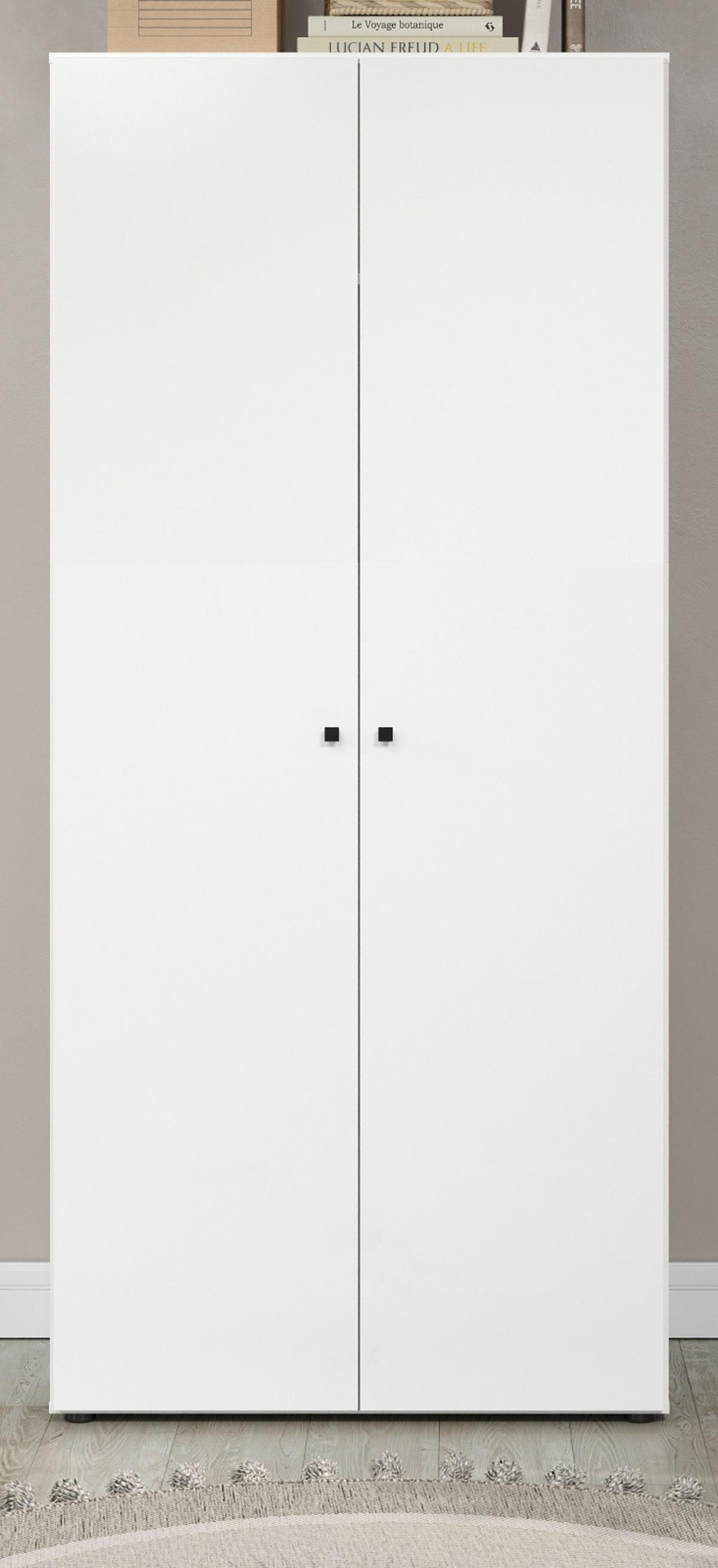 KLEIDERSCHRANK weiß 81 x 176 cm, Drehtürenschrank 2-türig - Schwarz/Weiß, Holzwerkstoff/Kunststoff (81/176/51cm) - Top.Furn