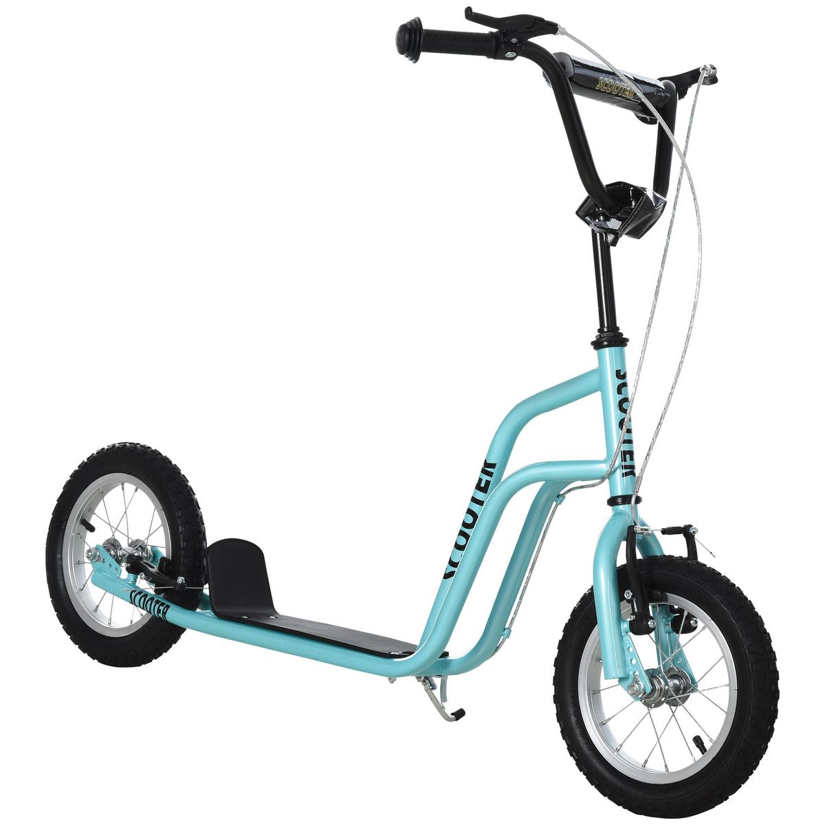 KINDERROLLER Lenker Verstellbar Tretroller mit Luftreifen 12 Zoll Blau - Blau, Metall (120/58/80cm) - HOMCOM
