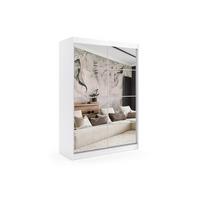 KLEIDERSCHRANK mit Spiegel-Schiebetüren und Aluminium-Leisten - VIVI - 120 cm Weiß - Weiß, Holzwerkstoff (120/216/61cm) - ALTDECOR