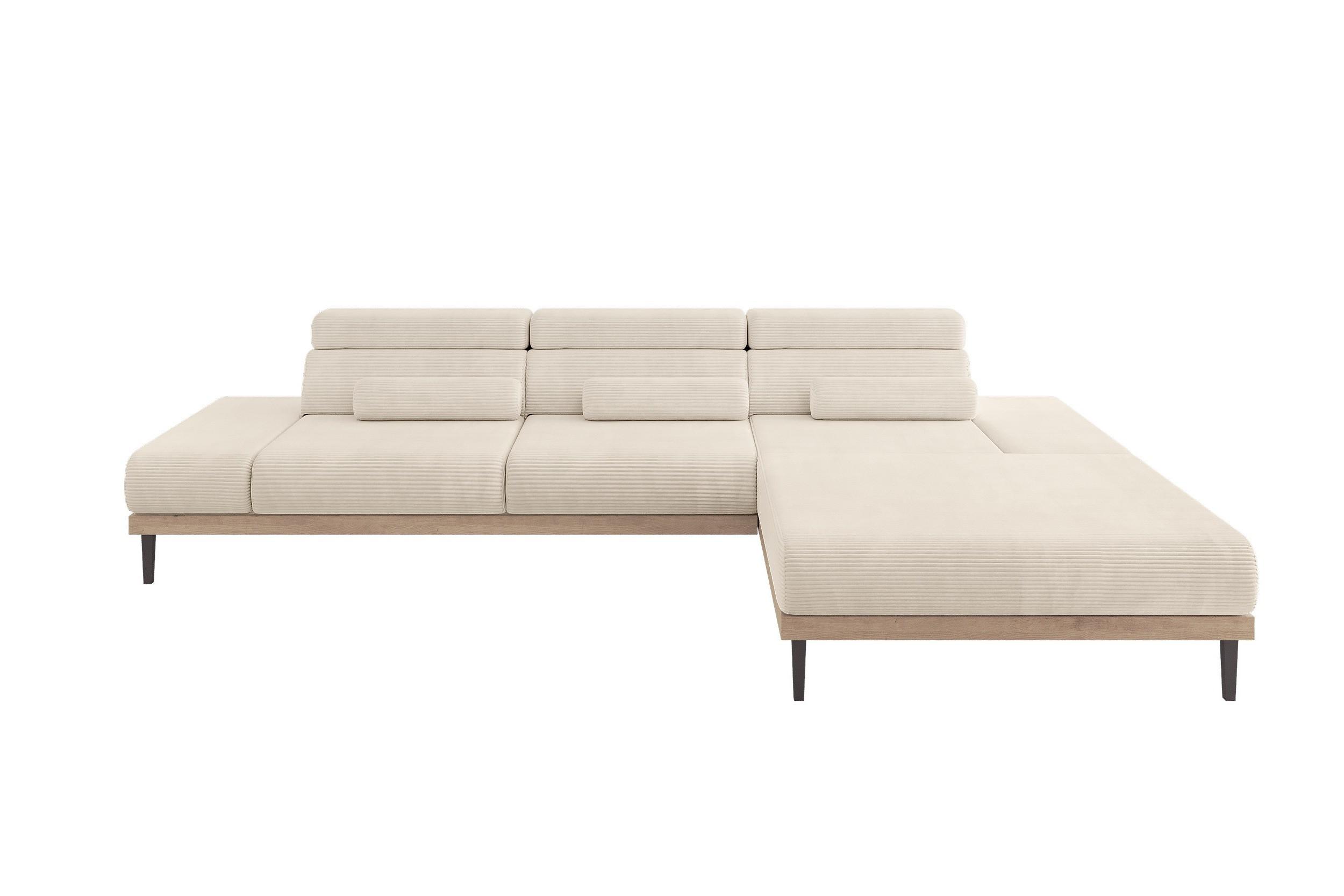 ELEKTRISCHES ECKSOFA Rechts MONA 316x205x85 Beige Cord - Sandfarben/Beige, Holzwerkstoff/Textil (316/205cm) - ALTDECOR