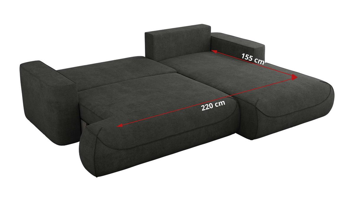 ECKSOFA OVO L Dunkelgrau Struktur - Rechts Seite - Dunkelgrau/Schwarz, Kunststoff/Textil (195/271cm) - MKS