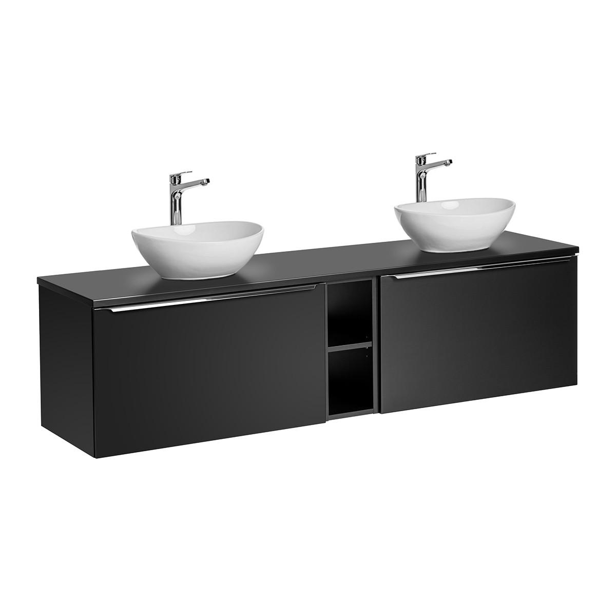 BADMÖBEL 180cm Éros 2er-Set Schwarz - Schwarz, Holzwerkstoff (180/48/46cm) - Petits-meubles
