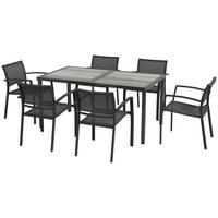 GARTENGARNITUR 7er Set Stahl Mesh Grau - Dunkelgrau/Hellgrau, Metall - Outsunny