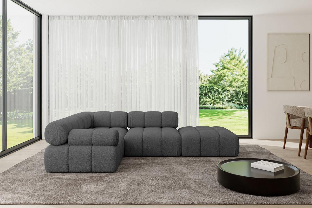 ECKSOFA modulares Sofa Felto-L1 - 285x190x70 cm Grau Bouclé - Grau, Holzwerkstoff/Textil (285/190cm) - ALTDECOR