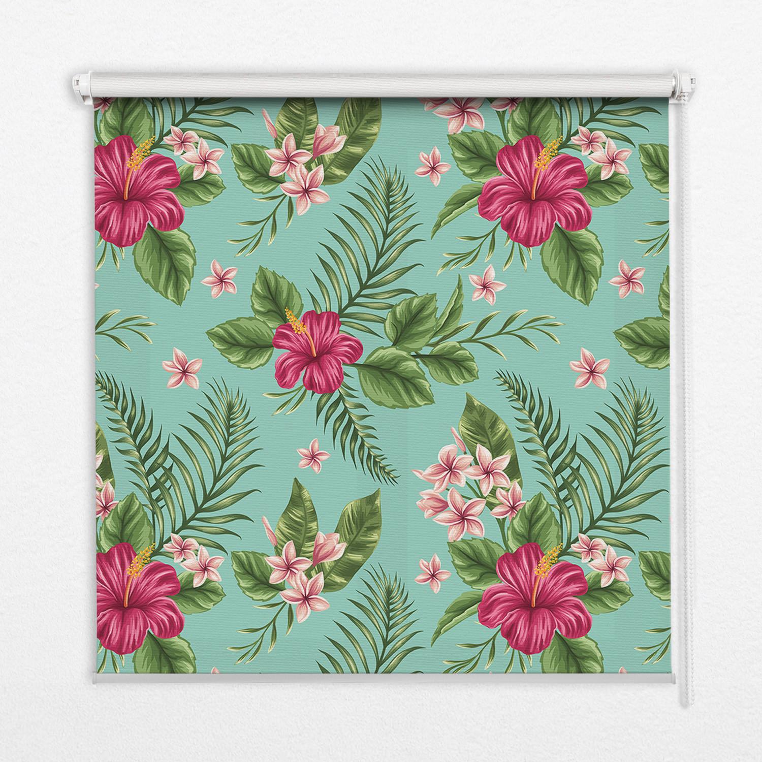 INNENROLLO - Fensterrollo - Rollo - 130x140 cm - Exotische Pflanzen - Grün, Kunststoff (130/140/0.5cm) - TULUP