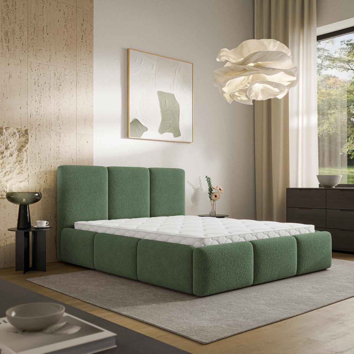 POLSTERBETT ARSIL 160x200 cm mit Bettkästen - Grün - Grün, Holz/Textil (160/200cm) - MASSENO