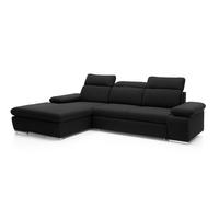 ECKSOFA PABLO mit Schlaffunktion und Bettkasten Schwarz - Schwarz, Holzwerkstoff/Kunststoff (250/90cm) - Idohome