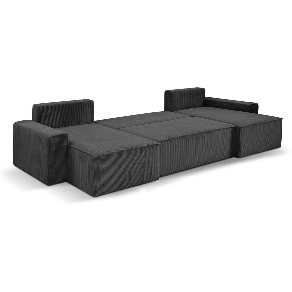 WOHNLANDSCHAFT Hektor U mit Schlaffunktion dunkelgrau - Dunkelgrau/Schwarz, Kunststoff/Textil (377/94/152cm) - Beautysofa