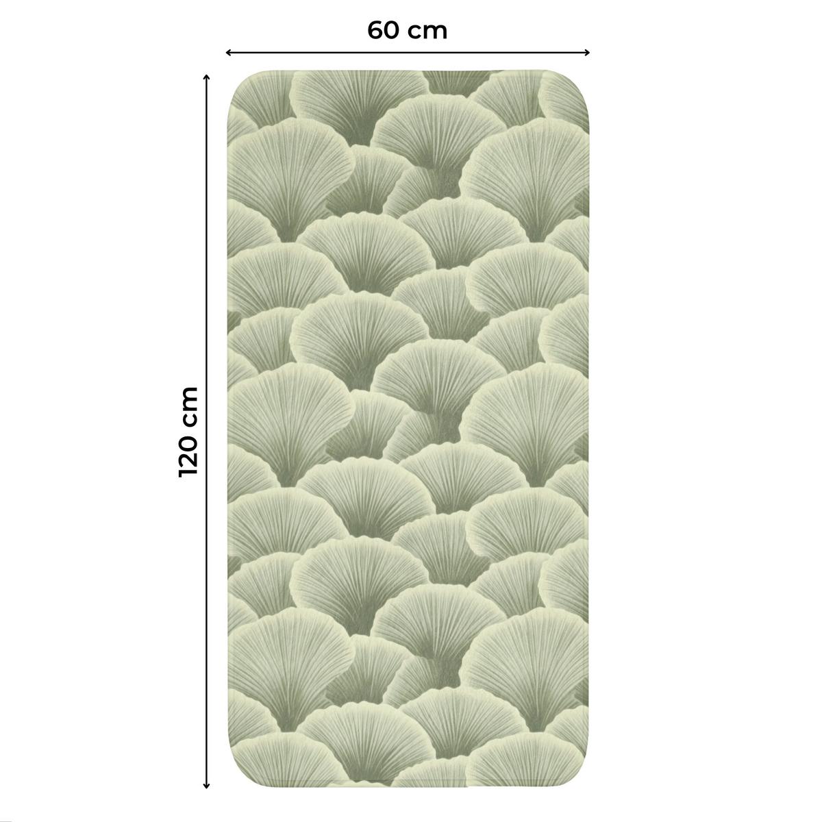 WC-VORLEGER Fächer - Blatt - Grün Toilettenvorleger 60x120 cm - Pastellgrün, Textil (60/1cm) - OnlyWow