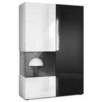 VITRINE Morena Tür und Einsatz in Schwarz Hochglanz - Schwarz Hochglanz, Holzwerkstoff (91.5/136.5/37cm) - Vladon