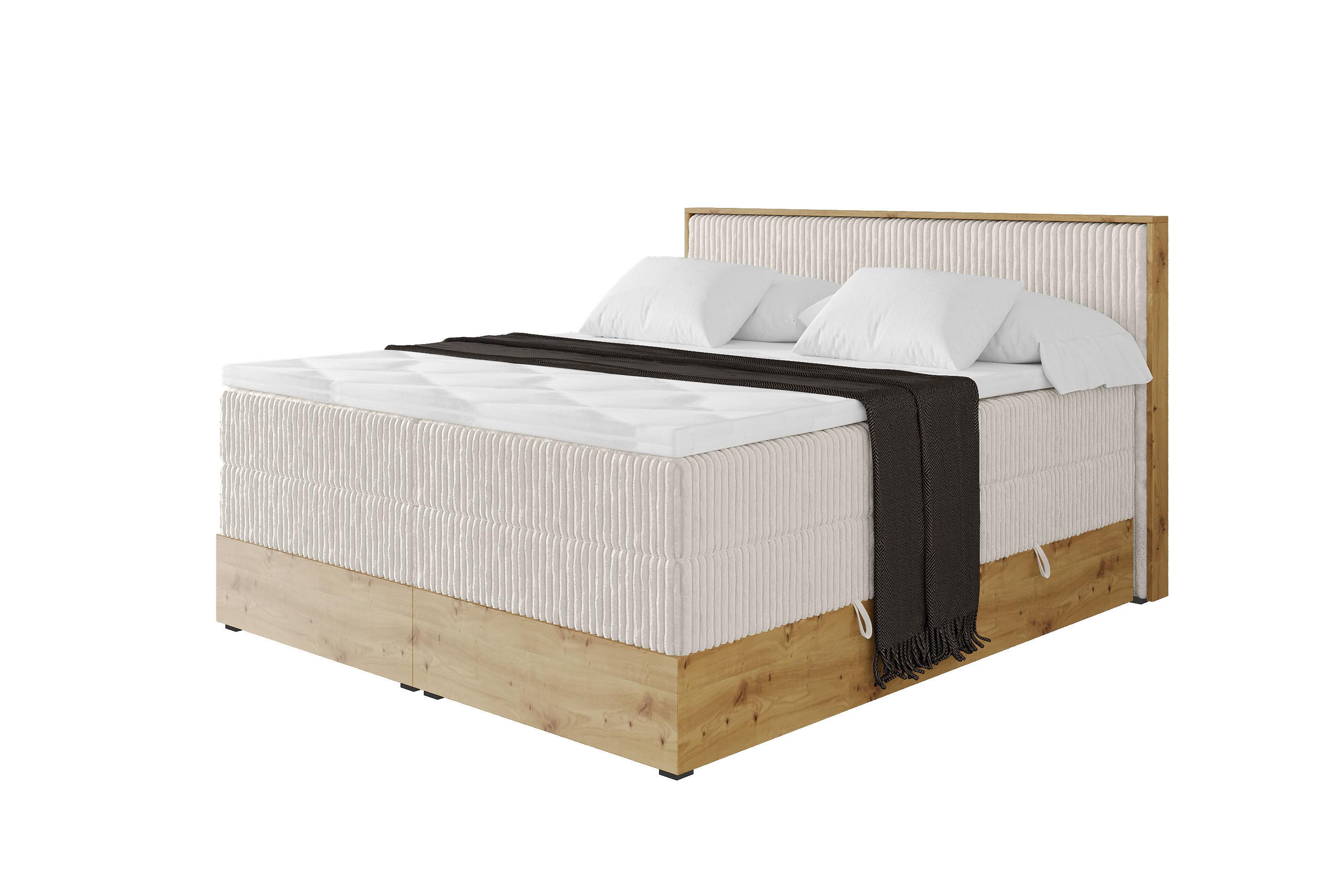BOXSPRINGBETT LOLLI9 -KING 140x200 - H3/H4 Creme - Creme, Holzwerkstoff (140/200cm) - ALTDECOR