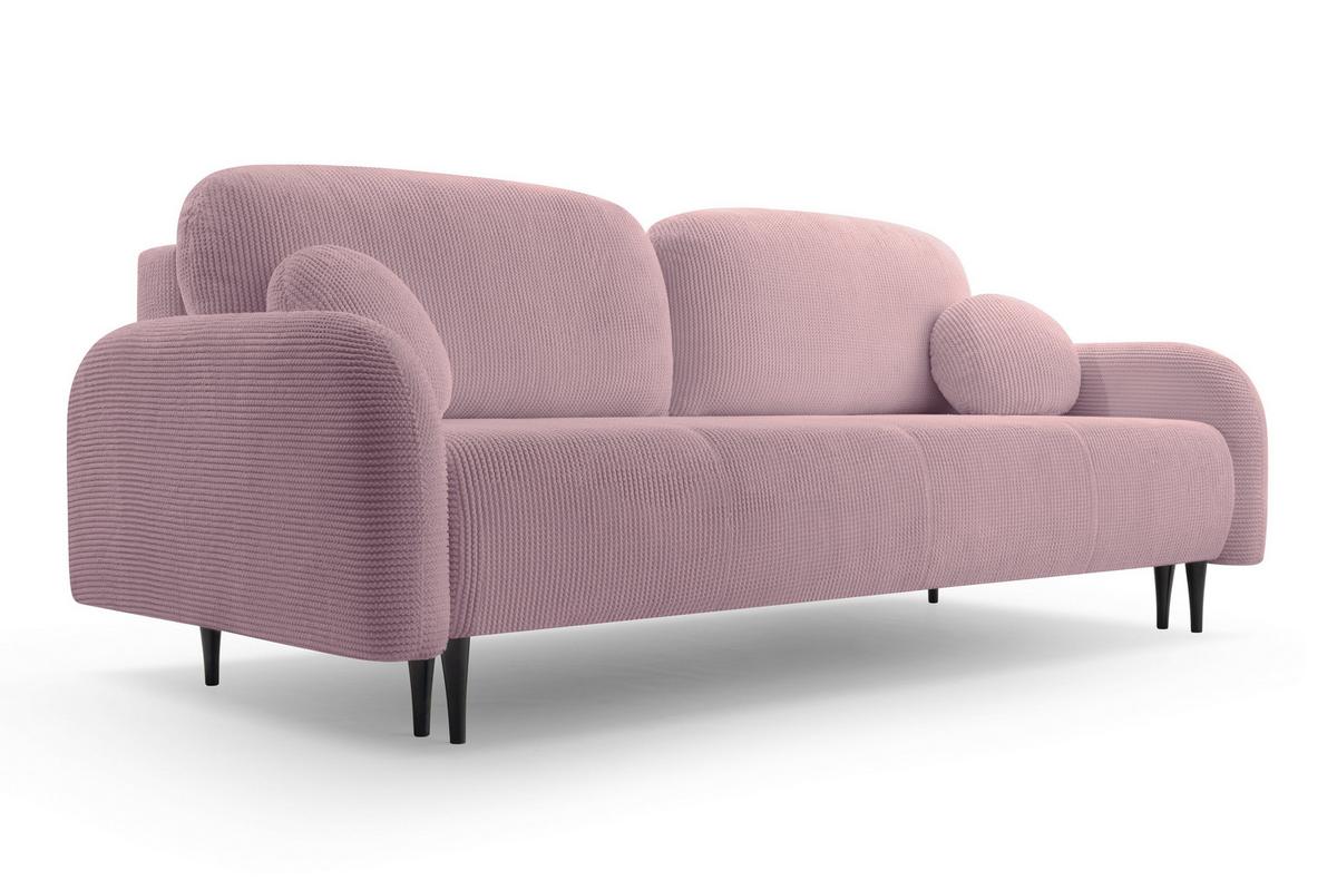 BETTSOFA VIVO Rosa Geflochtener Stoff mit Schlaffunktion - Rosa, Holz (230/95/102cm) - MASSENO