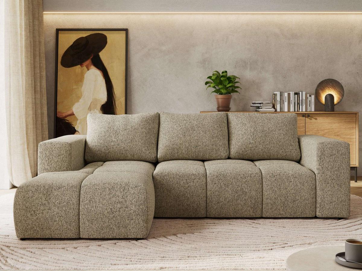 ECKSOFA MONIVA Dunkelbeige Strukture - Links - Taupe/Beige, Kunststoff/Textil (164/266cm) - MKS
